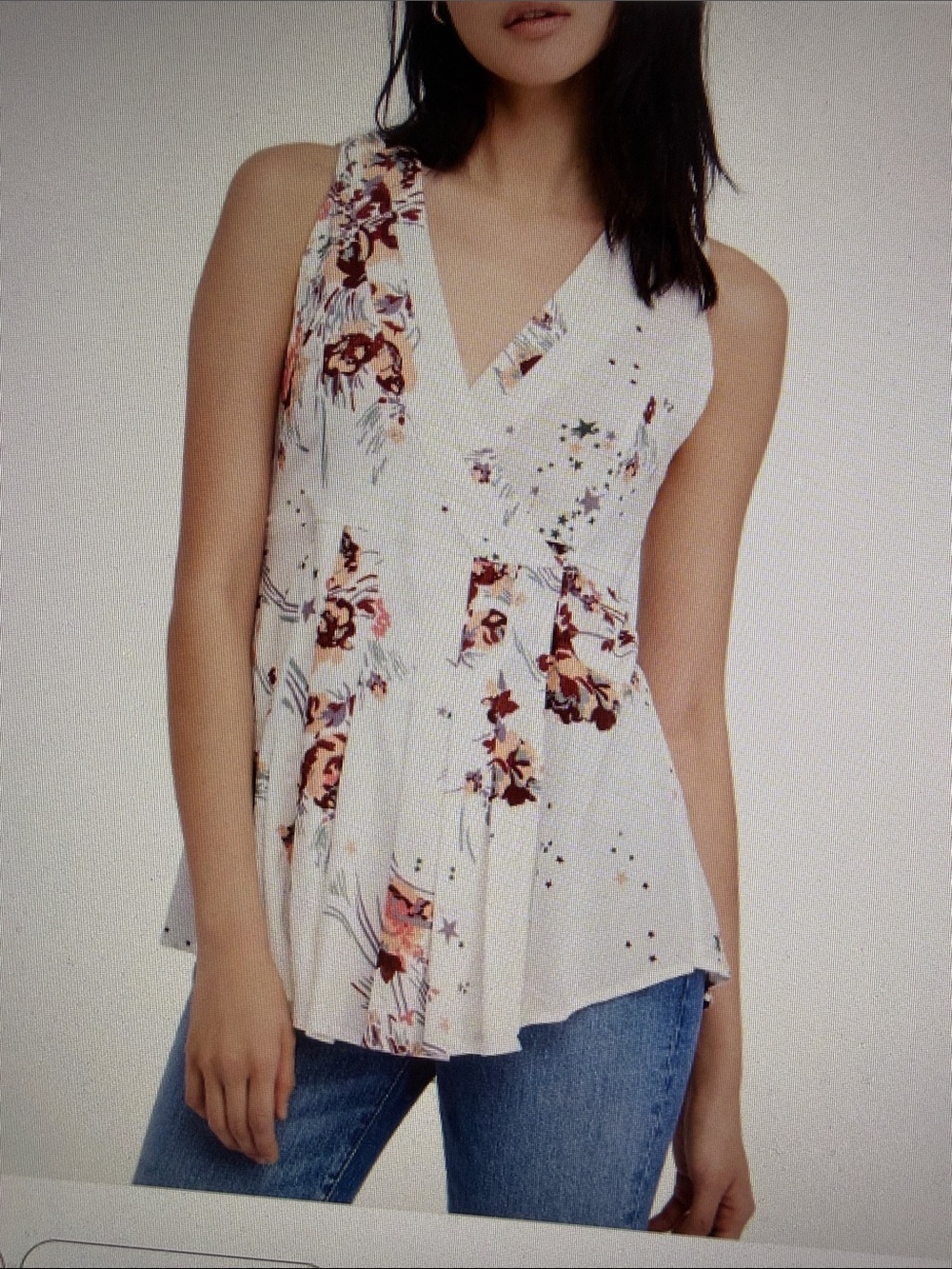 Free People Back to Basics Wrap Top Floral V-Neck Coquette Fairy French Girl XS